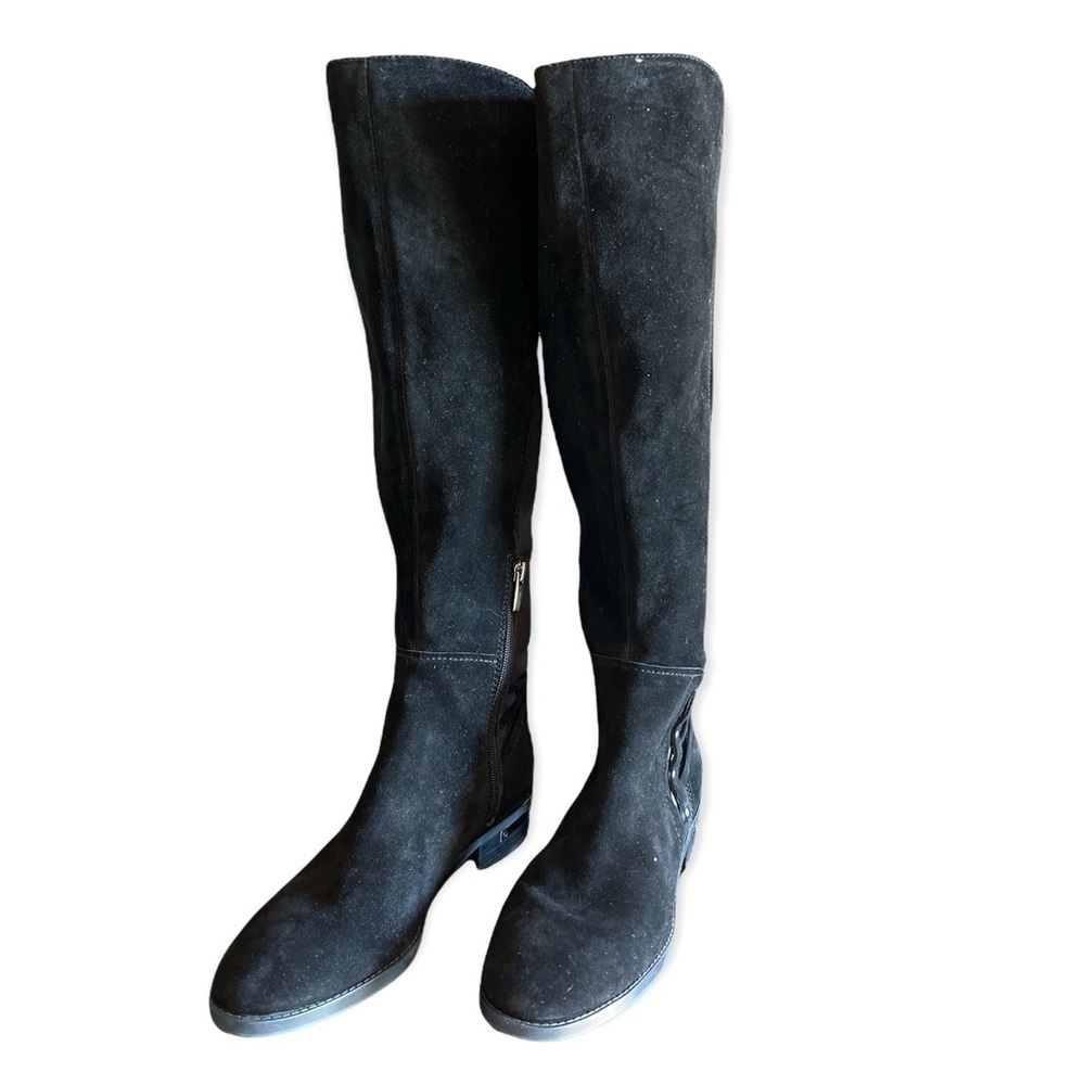 Vince Camuto Poshia Black Suede Tall Knee Riding Boots